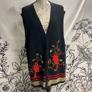 Tiara International Christmas Collection cardinal sweater vest. Size 18/20.